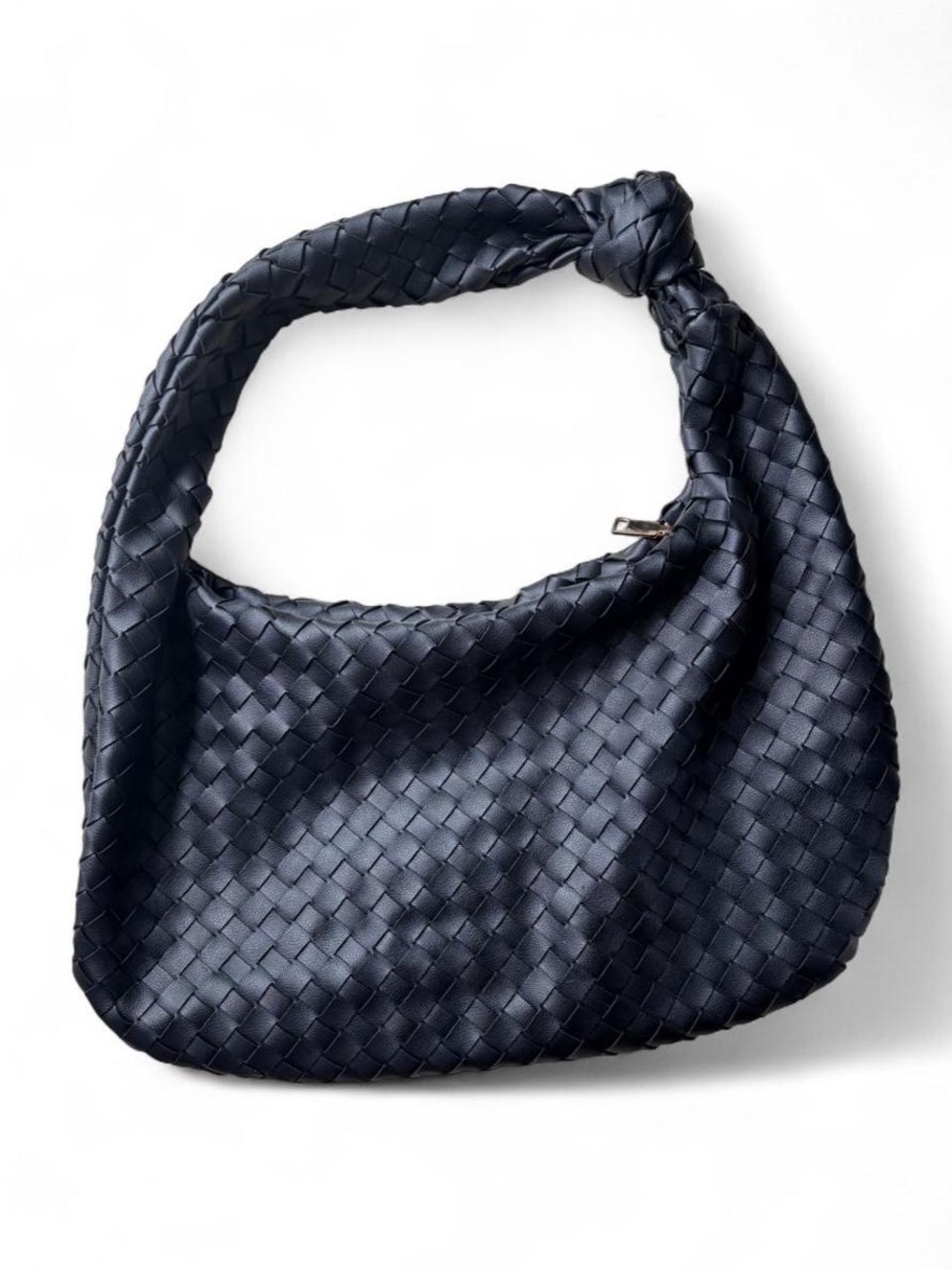 Urban Expressions Black Woven Leather Hobo Bag